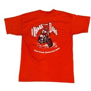 Vintage Y2K Hawgs for Dogs T-Shirt XL Orange Biker Union Made USA Motorcycle